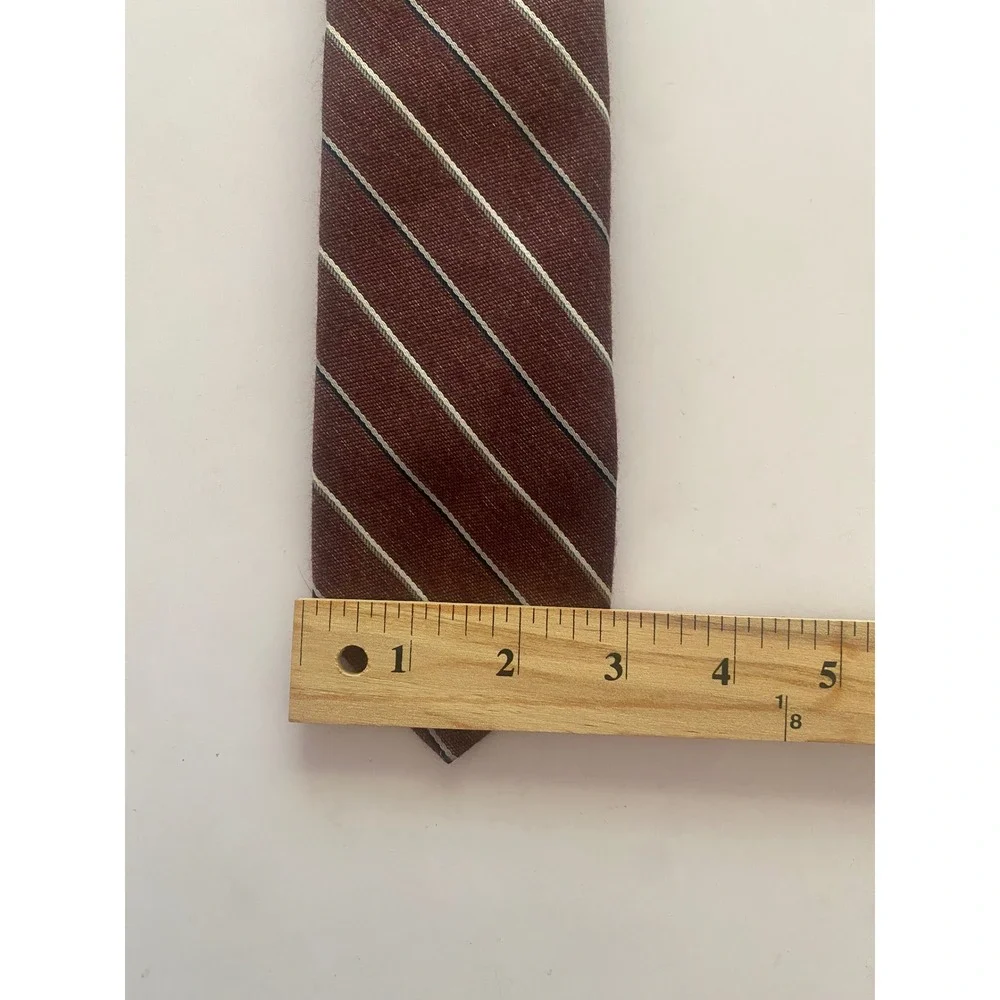 Paolo Rossi Designer Collection‎ Mens Burgundy Striped Textured Necktie Tie